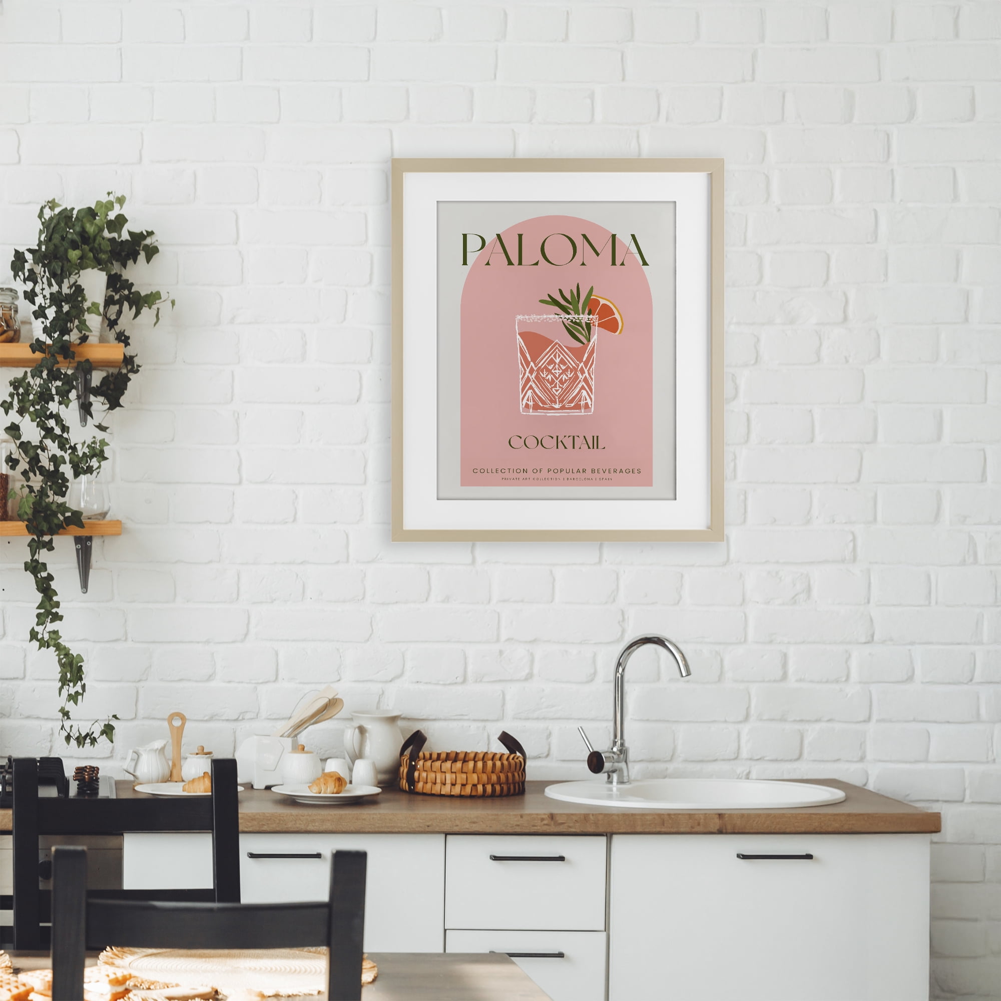 Stylish Retro Paloma Birch Framed Print Under Glass, design by Lil' Rue