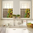 thumbnail image 3 of Kitchen Curtains and Valances Set Tier Curtains Living Room Bedroom Bathroom Farmhouse 3 Piece Set Rod Pocket,Sunflowers on a Wooden Board, 3 of 3