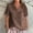 Brown, variant on Womens Casual Tops ,Cotton Linen Shirt for Women Ruffled V Neck Solid Color Short Sleeveed Summer Casual Comfy Loose Fit Shirts
