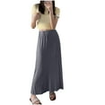 thumbnail image 3 of Bxsruta Skirts for Women, Women's Solid Elastic Waist Ankle Skirt, Comfort Stretch Lounge Maxi Skirt, Lightweight Casual Long Skirt, 3 of 5