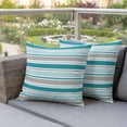 thumbnail image 3 of Pack of 2 Grey Blue Striped Outdoor Pillow Covers Decorative, Waterproof Pillow Protector, Farmhouse Stripes Modern Abstract Art Throw Pillowcases Accent Cushion Cases for Patio Couch Sofa 20"x20", 3 of 8