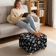 thumbnail image 3 of Xoenoiee Dog Paw Print Ottoman Cover Square Stretch Slipcover for Ottomans Soft Footstool Cover Footstool Slipcover with Elastic Bottom, Machine Washable, L, 3 of 7