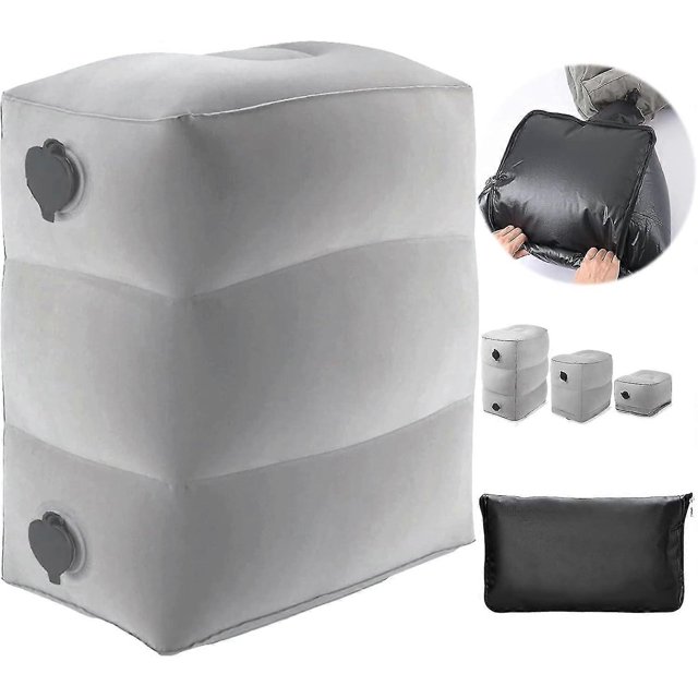 Travel Inflatable Footrest, Adjustable Three-Layer Height Footrest, Suitable For Airplanes, Cars, Homes, Trains, Offices, Car Footrest With Inflatable