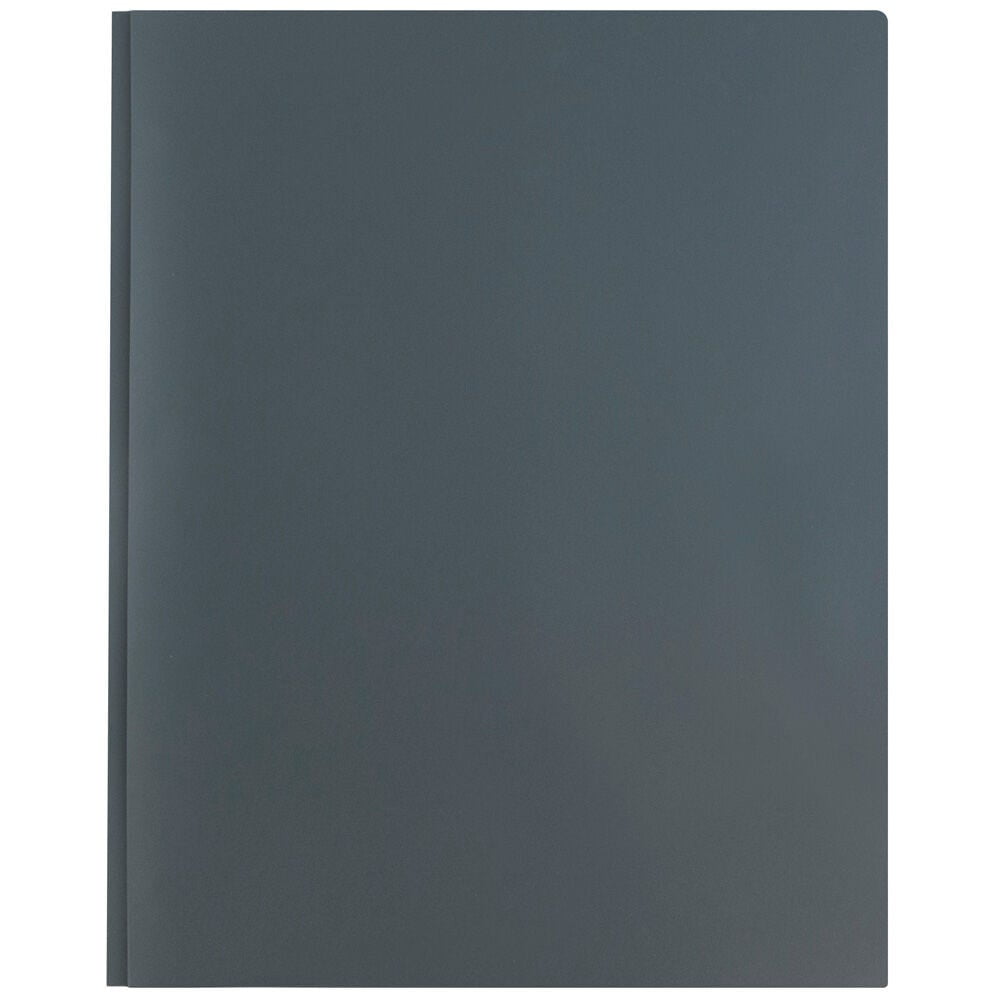 JAM Paper Plastic 2 Pocket School POP Folders with Metal Prongs Fastener Clasps, Grey, 3/Pack