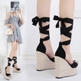 thumbnail image 3 of Nueva llegada de verano 2024: elegantes sandalias de tacón alto con envoltura en el tobillo y detalle de cuerda tejida (tacón de 16 cm) - Moda europea y americana 38, 3 of 5