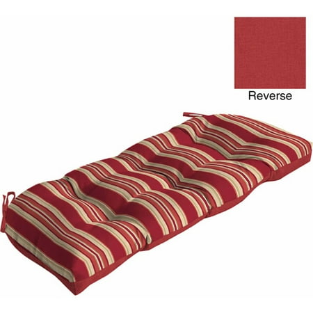 Mainstays Outdoor Wicker Settee Cushion, Red Stripe - Walmart.com