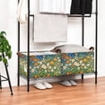 thumbnail image 3 of Yayeee Foldable Storage Basket for Shelves with Handles Waterproof Cloth Bins, Orange Floral Garden, 3 of 7