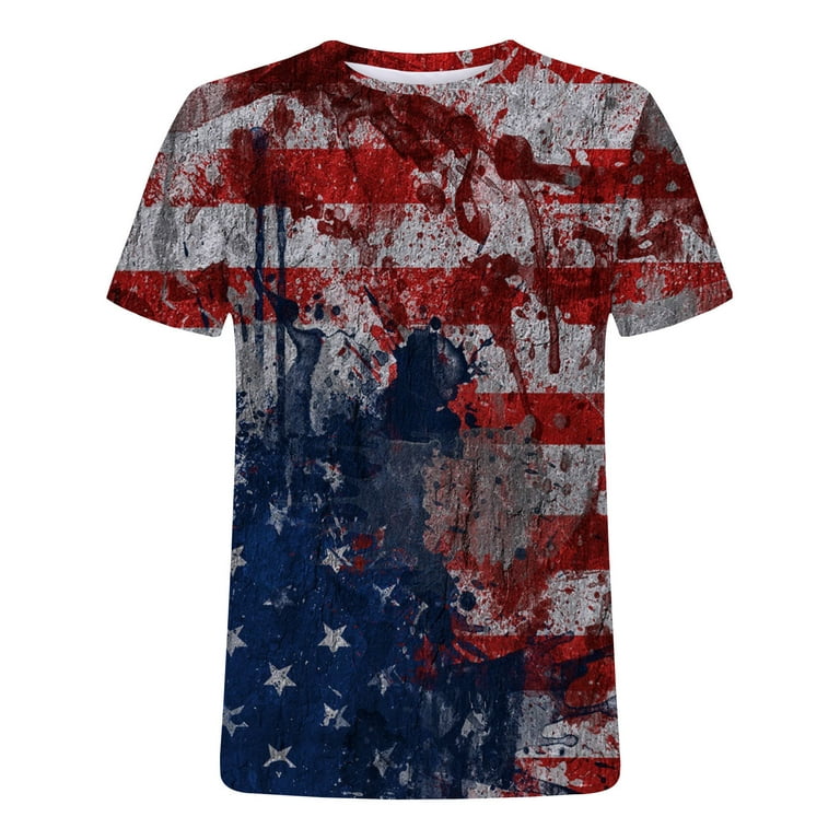 HAPIMO Round Neck Fashion Tops Short Sleeve T-Shirt for Men Independence  Day 3D Digital Flag Print Blouse Casual Slim Fit Tee Clothes Men's Summer  Fitness Sports Shirts Pink XXXL 