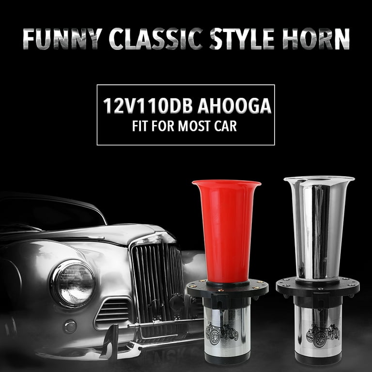 Meterk Carrfan 12V Vintage Ooga Ahooga Classical Car Horn for Ford Model Antique Old Style 110dB, Size: 225, Red