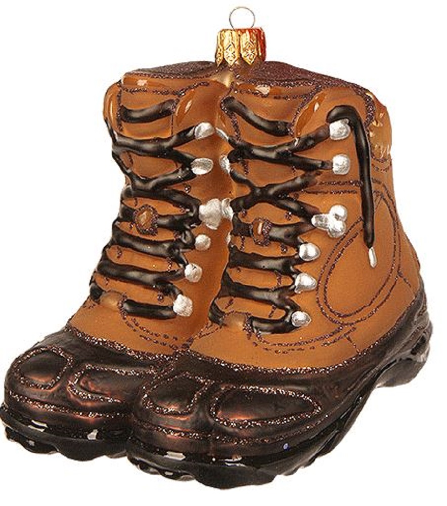 Work Trekking Boots Polish Glass Christmas Tree Ornament Camping Hiking