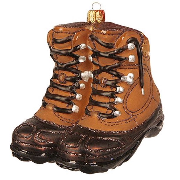 Work Trekking Boots Polish Glass Christmas Tree Ornament Camping Hiking