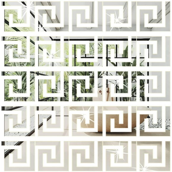 Amdohai 30 Pcs DIY Mirror Stickers Removable Wall Stickers Decals for Home Art Room Bedroom Background Decor(Silver)