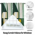 thumbnail image 3 of Abstract Vintage Art Swag Curtain Valance for Windows, Watercolor Green Geometric Design Window Treatments Short Swag Topper for Kitchen Windows Bathroom Bedroom, 36"x63", 3 of 8