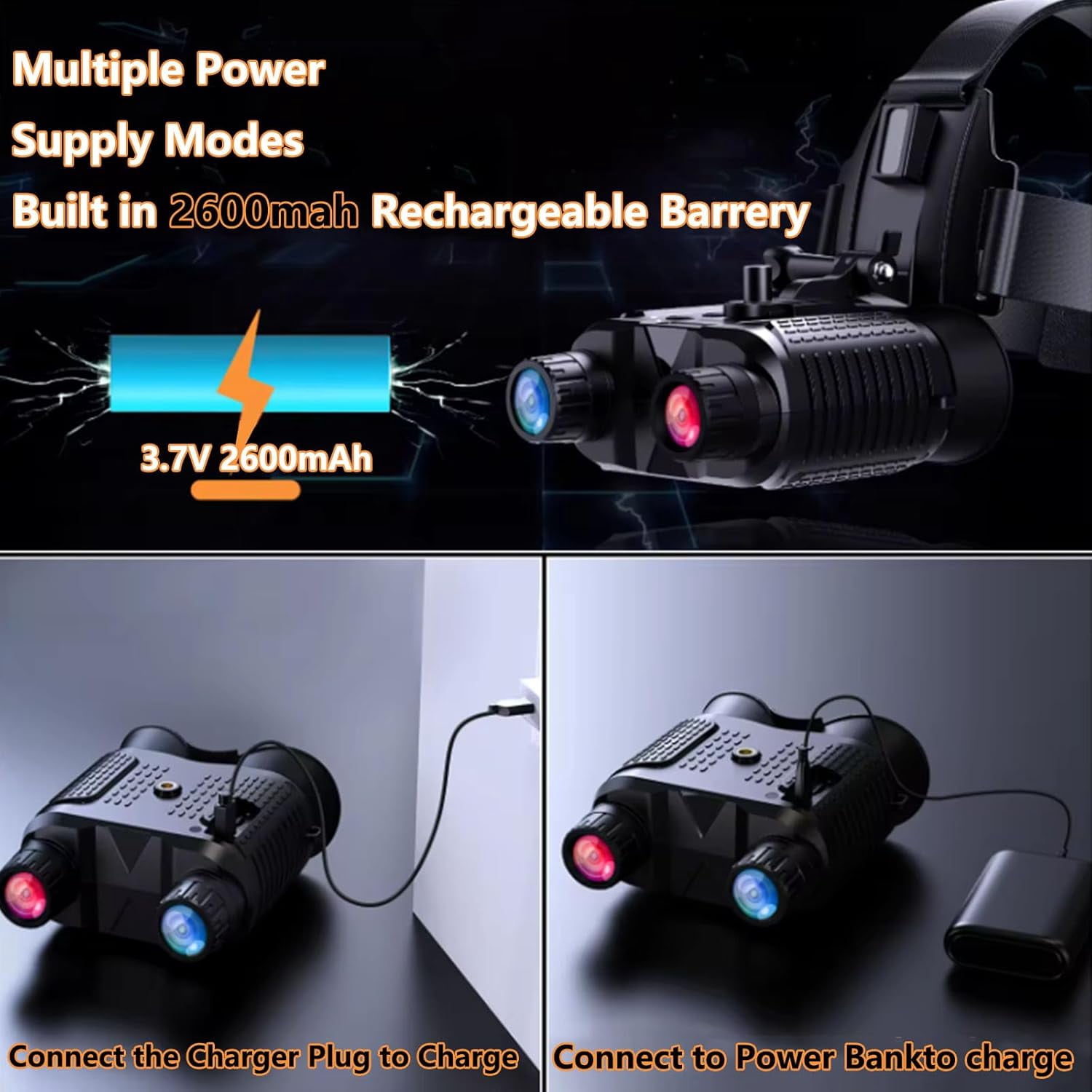 Night Vision Goggles Binoculars, 1312FT Digital Infrared Head Mounted Night Vision with, 2.7" Large Screen Can Save 1080P Video and 12M Photo, 8 X Digital Zoom, Include 32GB SD Card
