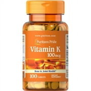 Puritans Pride Vitamin K 100 mcg Tablets, 100 Count