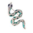 thumbnail image 1 of Broche de serpiente verde para Mujer joyería de moda con cristales de diamantes de imitación, 1 of 5