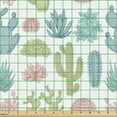 thumbnail image 2 of Ambesonne Succulent Fabric by the Yard Upholstery, Cactus Plantation Desert, 10 Yards, Green Pale Pink, 2 of 5
