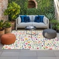 thumbnail image 2 of Colorful Spring Floral Outdoor Rug for Patio/Deck/Porch, Non-Slip Large Area Rug 5 x 7 Ft, Farmhouse Botanical Summer Indoor Outdoor Rugs Washable Area Rugs, Reversible Camping Rug Carpet Runner, 2 of 8