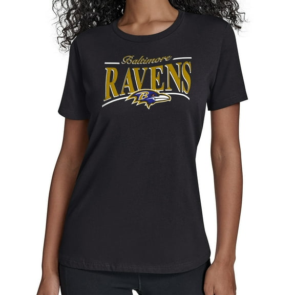 Women's Starter Black Baltimore Ravens Arch Stripe T-Shirt
