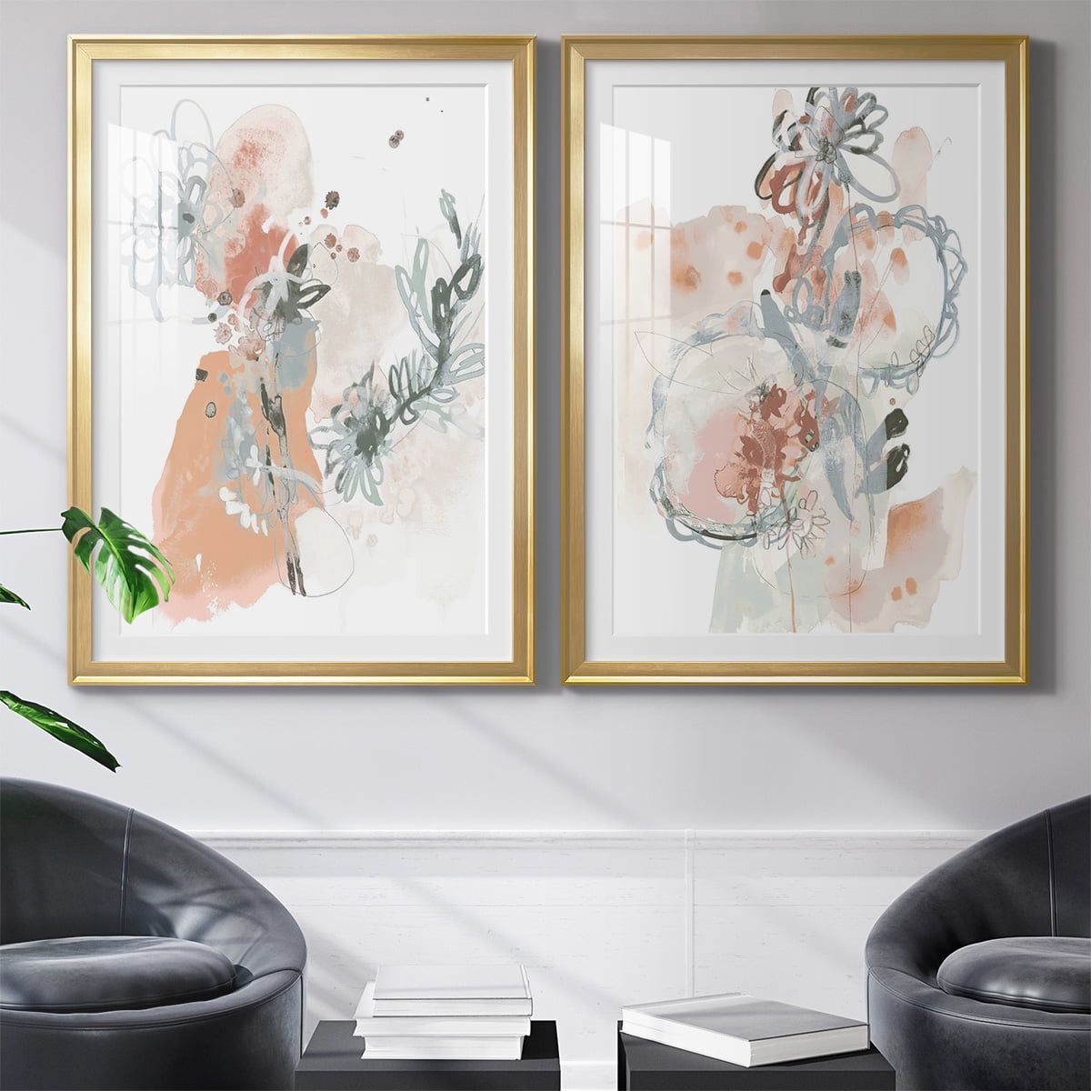 Wexford Home Petal Drift I Premium Framed Print, 18.5" x 24.5" - Ready to Hang, Gold (Set of 2)