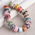 thumbnail image 3 of U8MO 10pcs 10mm Flat Cylinder Rondelle Shape Flambed Enamal Ceramic Porcelain Beads-14# Beige, 3 of 9