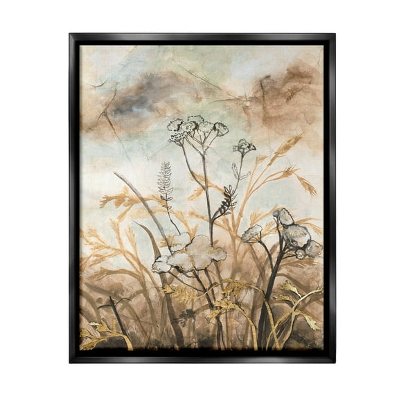 Stupell Industries Neutral Landscape Collage Landscape Painting Black Floater Framed Canvas Art Print Wall Art, 17 x 21