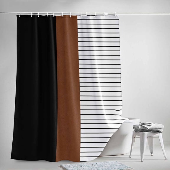 Shower Curtain, Vintage Black Brown Color Block Waterproof Shower Curtain Set with Hooks for Bathroom Showers,Stalls and Bathtubs,36x72In Modern Minimalist Art