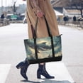 thumbnail image 4 of FORMRS Canvas Laptop Tote Bag for Women with 15.6" Computer Compartments Shoulder Handbag, Beige Floating Whale, 4 of 7