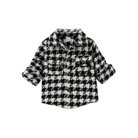 

Bagilaanoe Toddler Baby Girls Shirt Jacket Plaid Long Sleeve Single-Breasted Shacket Coat 6M 12M 18M 24M 3T 4T Kids Fall Casual Outwear