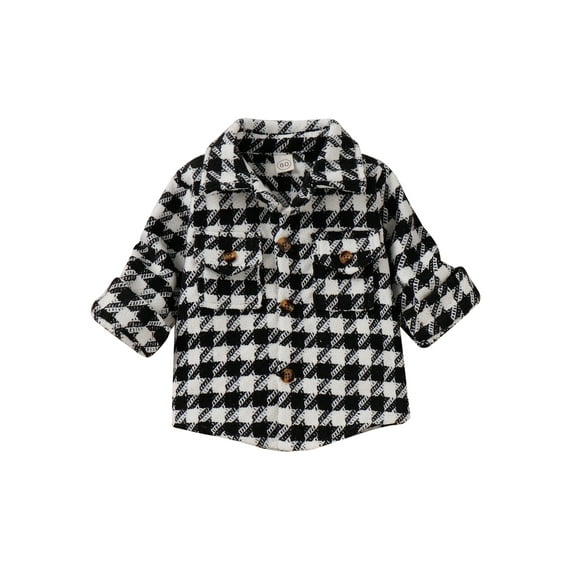 Seyurigaoka Baby Girls Plaid Shirt Jacket Autumn Casual Button Up Jackets Coat for Toddler Baby Shacket Outwear