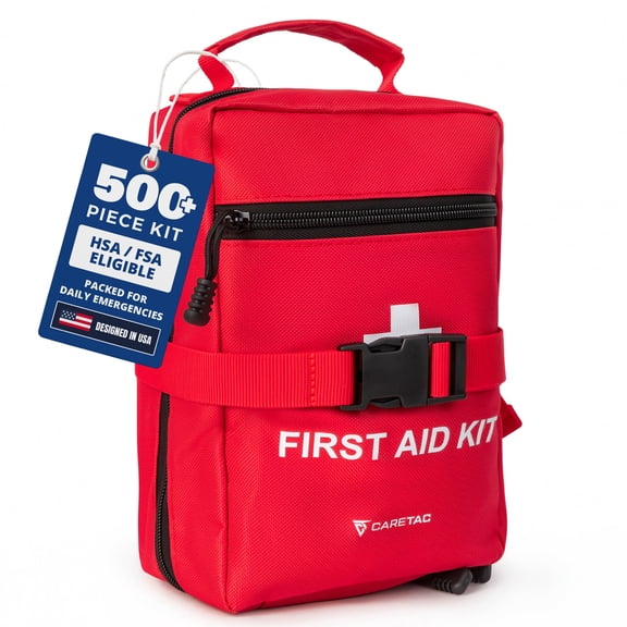 CareTac 500  Piece Premium Large First Aid Kit, Fully Stocked Emergency Medical Bag