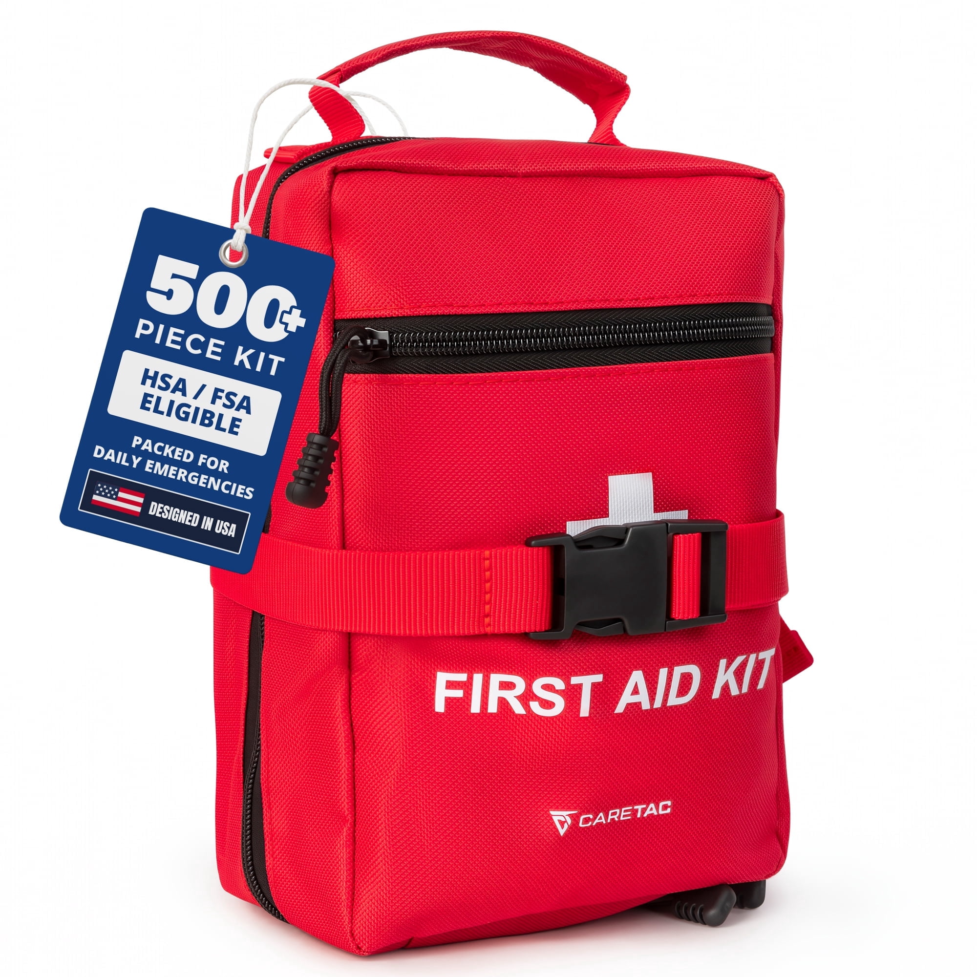CareTac 500+ Piece Premium Large First Aid Kit, Fully Stocked Emergency Medical Bag