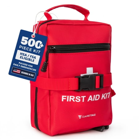 CareTac 500+ Piece Premium Large First Aid Kit, Fully Stocked Emergency Medical Bag