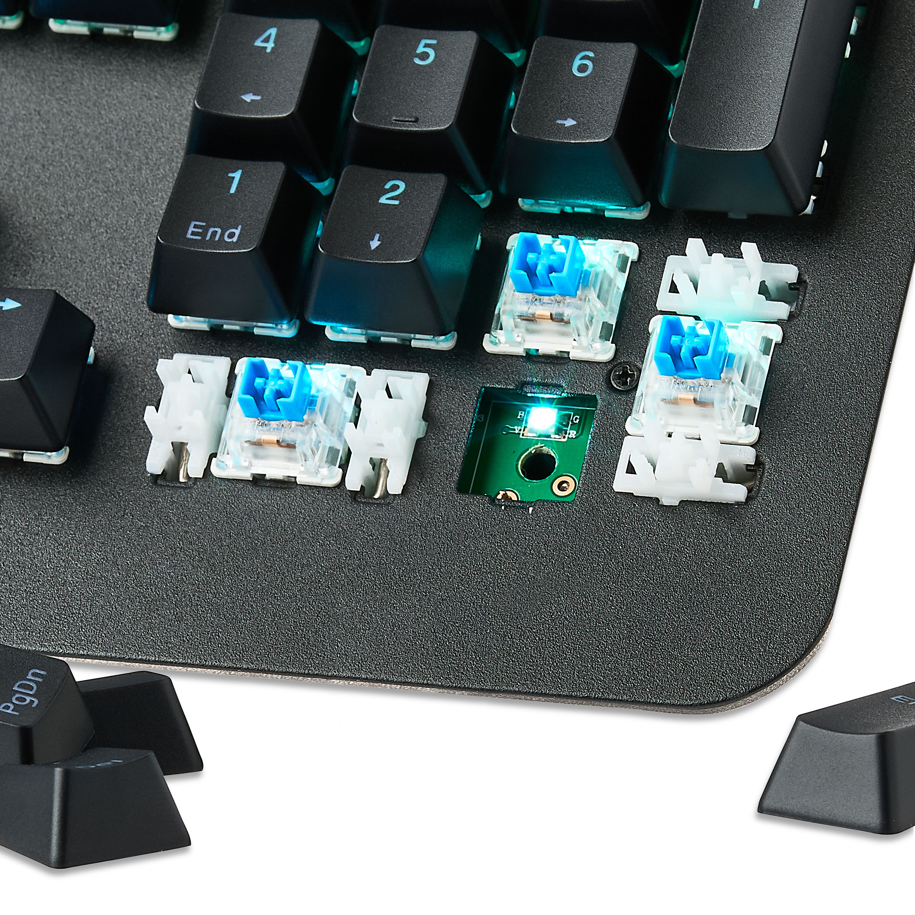 Teclado mecánico gamer onn con interruptores azules y iluminación LED de 16.8M, 104 teclas 6