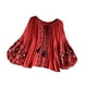 thumbnail image 4 of Blusa bordada para mujer, camisa informal de manga larga a la moda para verano y calle. naranja rojo, 4 of 9