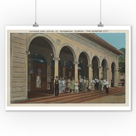 St Petersburg Tag Office St. Petersburg, FL - Exterior View of Post Office (9x12 Art Print, Wall Decor Travel Poster) ()