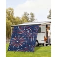 thumbnail image 4 of 4th of July RV Awning Sun Shade Screen 9'X7' Red White and Blue Mesh Sunscreen Patriotic Star Fireworks Awning Shade Screen with Zipper UV Blocker Completed Kits for RV Motorhome Camper, 4 of 7