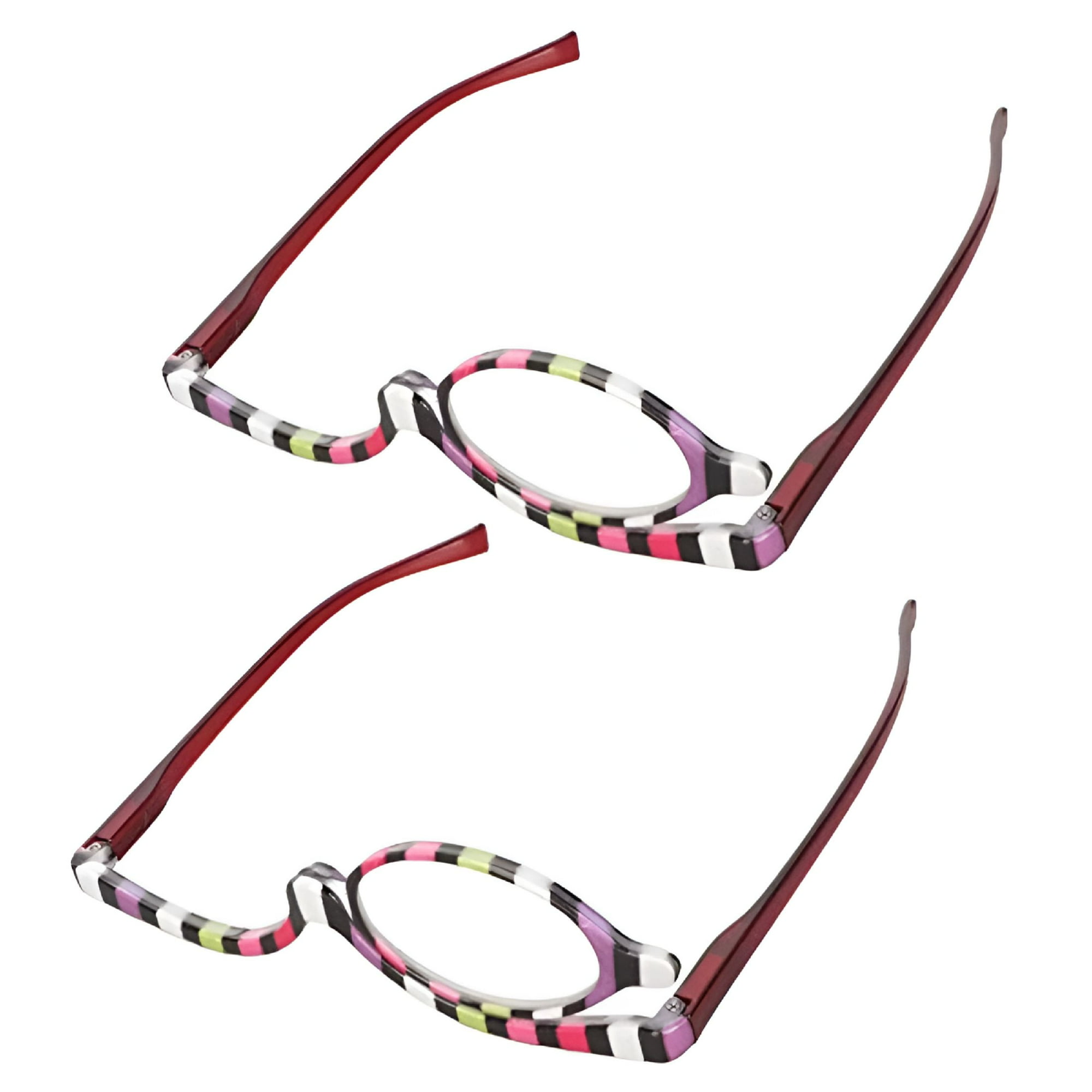 GJX 2026 New 2 Pairs Makeup Glasses,Makeup Reading Glasses for Women,One Eye Cosmetic Magnifying Readers with Rotating Flip Up Lens