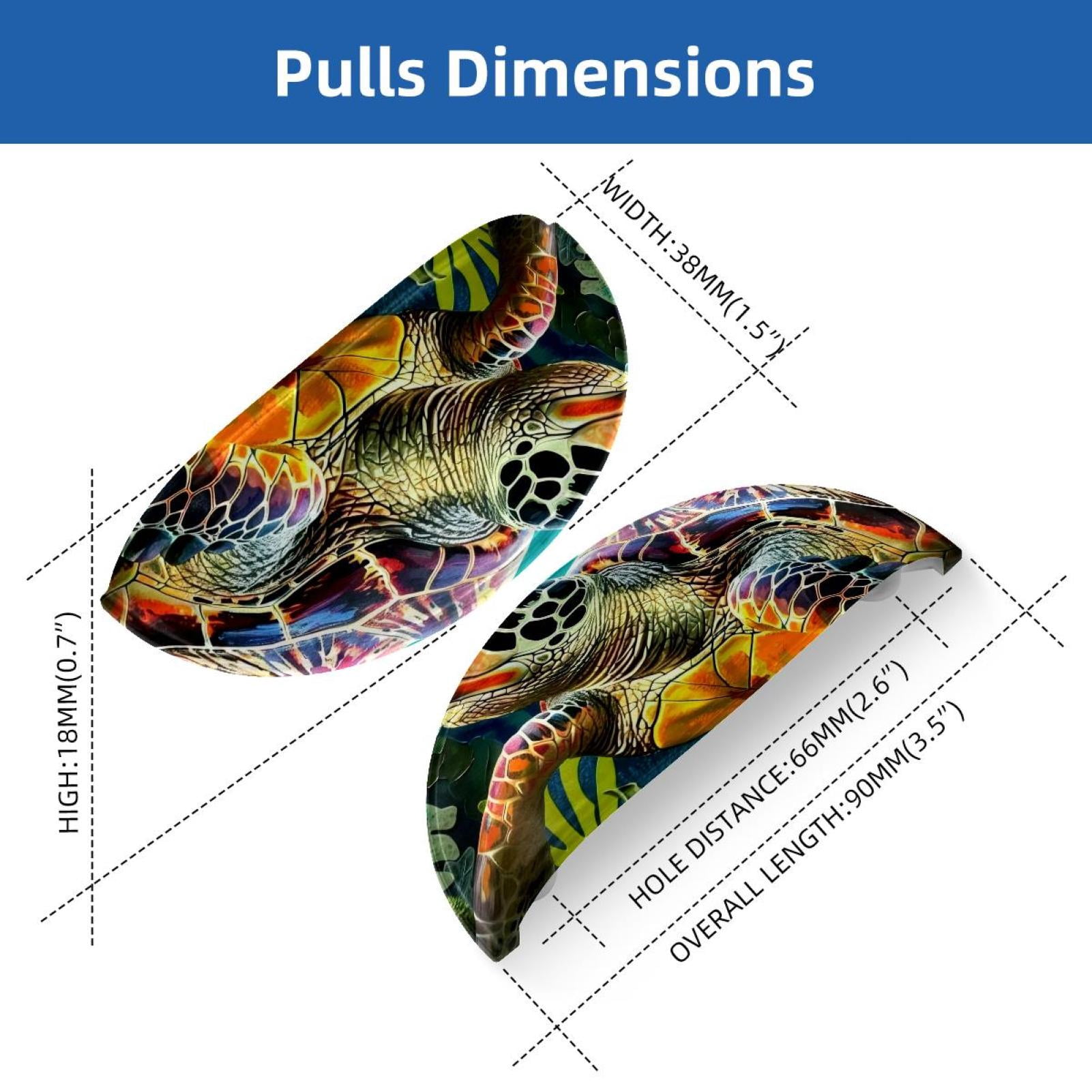PhooArto 6 Pcs Cup Drawer Pulls, Art Colorful Sea Turtle Shell Shape Handles Cabinet Knobs for Dresser Cupboard Closet Wardrobe with Screws