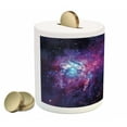 thumbnail image 2 of Galaxy Piggy Bank, Starry Night Nebula Cloud Celestial Theme Image Space Art Elements Print, Ceramic Coin Bank Money Box for Cash Saving, 3.6" X 3.2", Purple Black Blue, by Ambesonne, 2 of 4