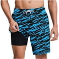 thumbnail image 2 of Kojanyu Men's Printed Beach Shorts with Pockets Elastic Waist Drawstring Double-Layer Design for Summer Vacation and Casual Wear, 2 of 6