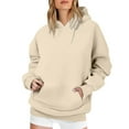 thumbnail image 3 of Womens Hoodies For Women Oversized Fleece Hooded Sweatshirt Long Sleeve Pullover With Pocket Drop Shoulder Collar Soft Warm Suitable For Fall Winter Easy To Pair With Pants L Sweatshirt For Women, 3 of 7