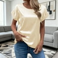 thumbnail image 2 of Elegant Casual Satin Short Sleeve T Shirt Blouse Top For Everyday Comfort And Stylish Outfits With A Soft Shimmering Fabric Feel, 2 of 5