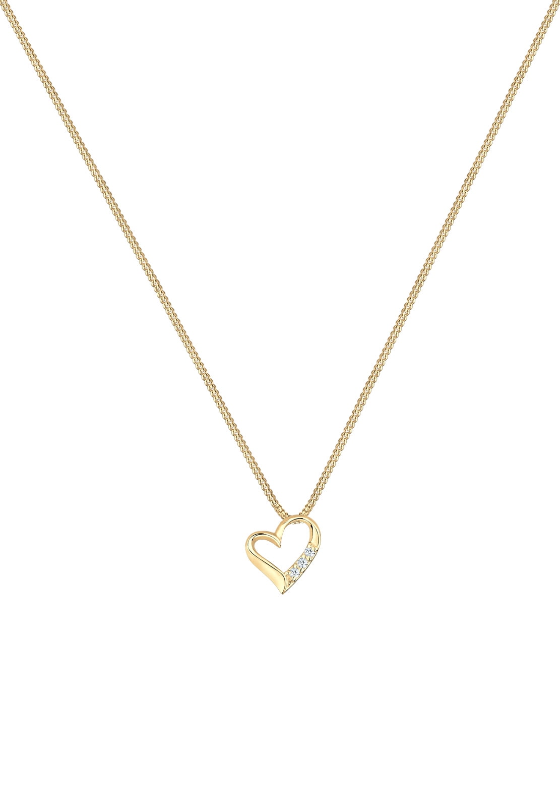 Elli by Julie & Grace Women 18" Diamond (0.045 ct.) Heart Necklace 18K Gold 925 Silver