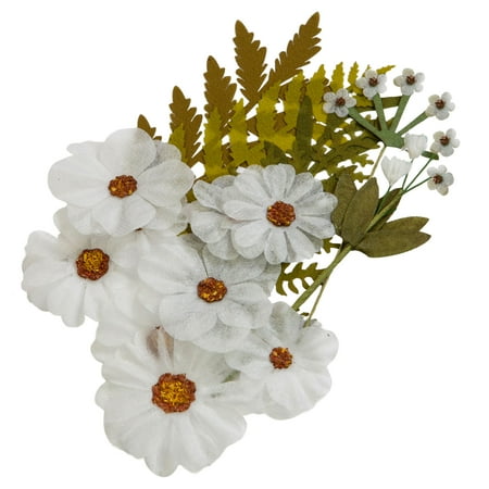 UPC: 0195158647518 | White Fabric Pressed Flower Embellishments by Recollections™