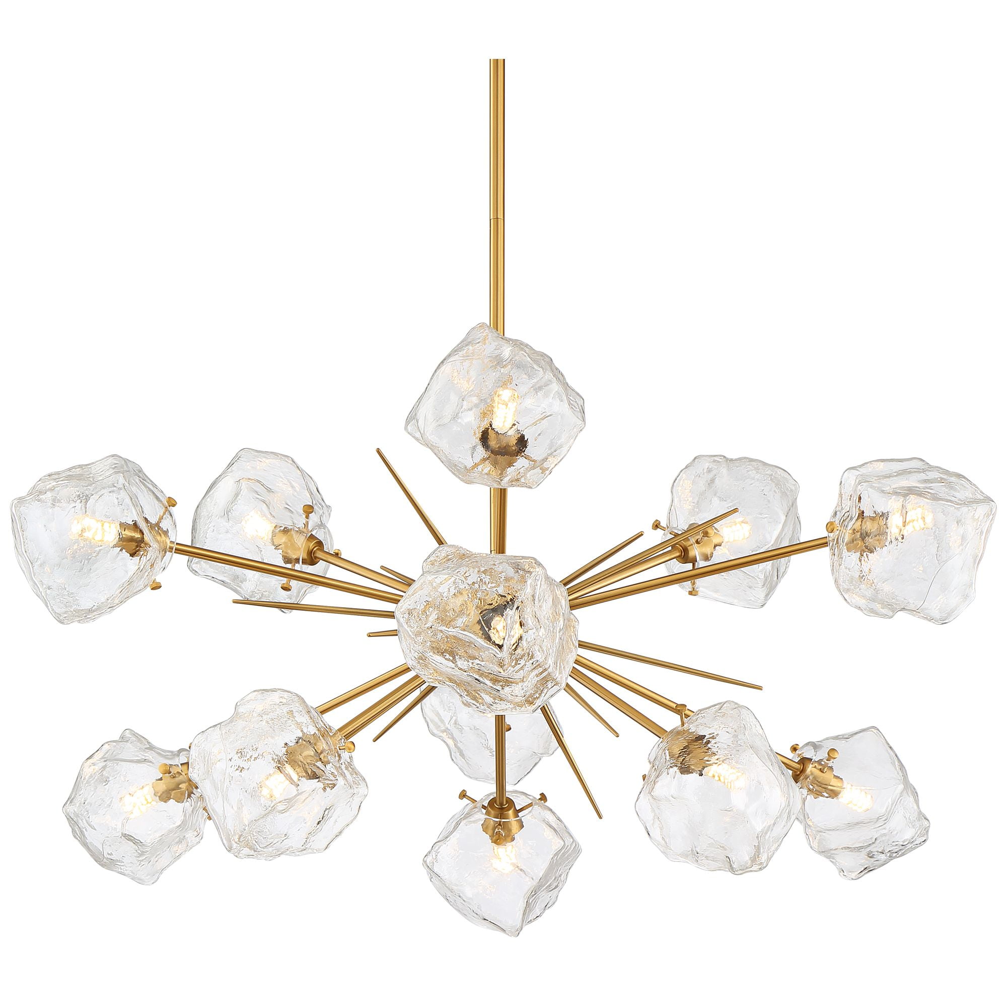 Stiffel Golden Bronze Large Sputnik Pendant Chandelier 36 1/2" Wide Modern LED Ice Glass 12-Light Fixture House Foyer