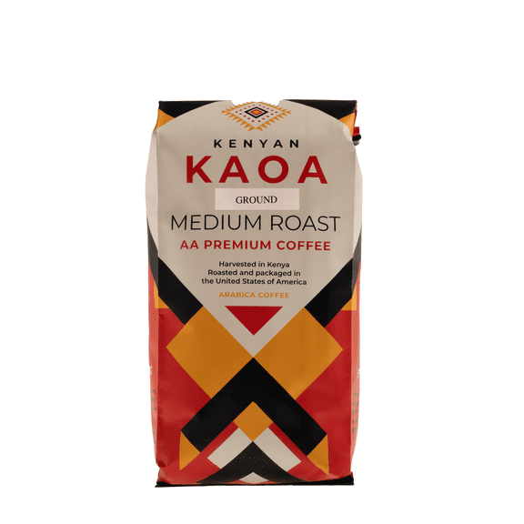 Kaoa Kenyan Coffee - Medium Roast AA Premium Coffee, High Caffeine (Ground) 1 LB