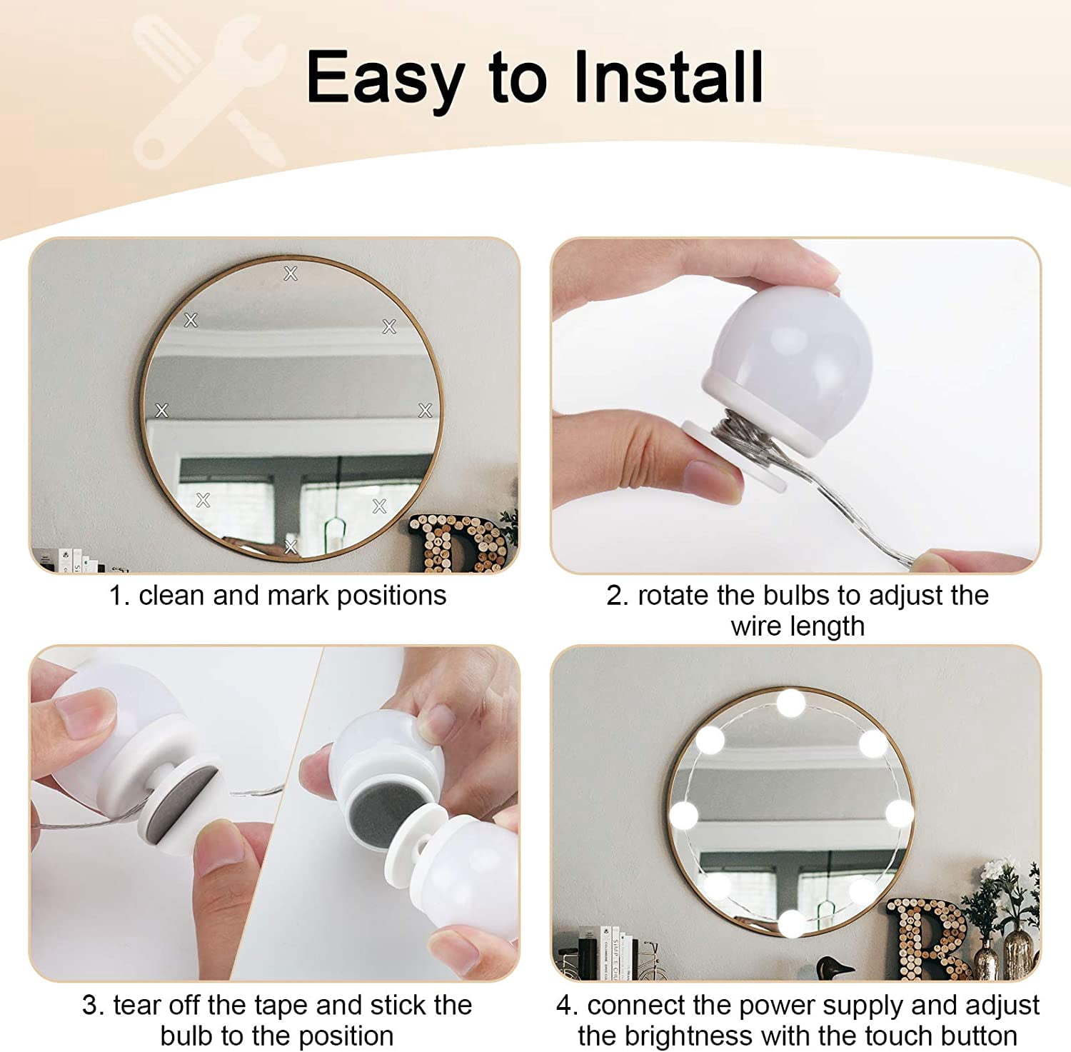 Hollywood Style 14-Light Dimmable LED Vanity Lights with Corded Electric