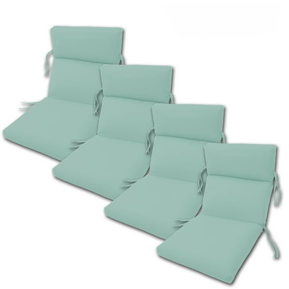 SET OF 4 OUTDOOR CHANNELED CHAIR CuSHIONS 22W x 44L x 3H Hinge at 24" in Sunbrella Fabric Glacier by Comfort Classics Inc.
