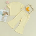thumbnail image 3 of Bagilaanoe 2pcs Little Girl Pants Set Toddler Short Sleeve T-Shirts Tops + Flare Trousers 3T 4T 5T 6T 7T 8T Kids Summer Casual Clothes, 3 of 8